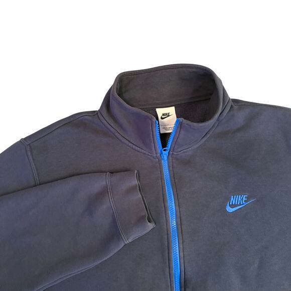 Nike Sportswear Blue 1/2 Zip Sweatshirt Side Pockets - Sz L- Flaws - Picture 1 of 11